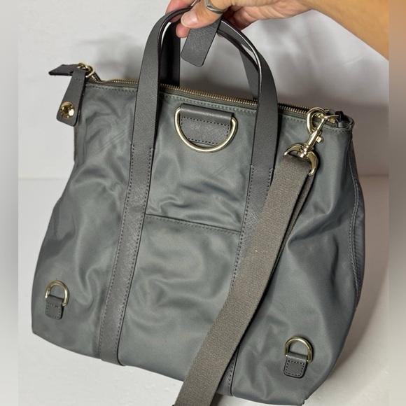 HENRI BENDEL Jet Setter Nylon Leather Convertible Shoulder Bag Backpack Gray - Picture 5 of 12